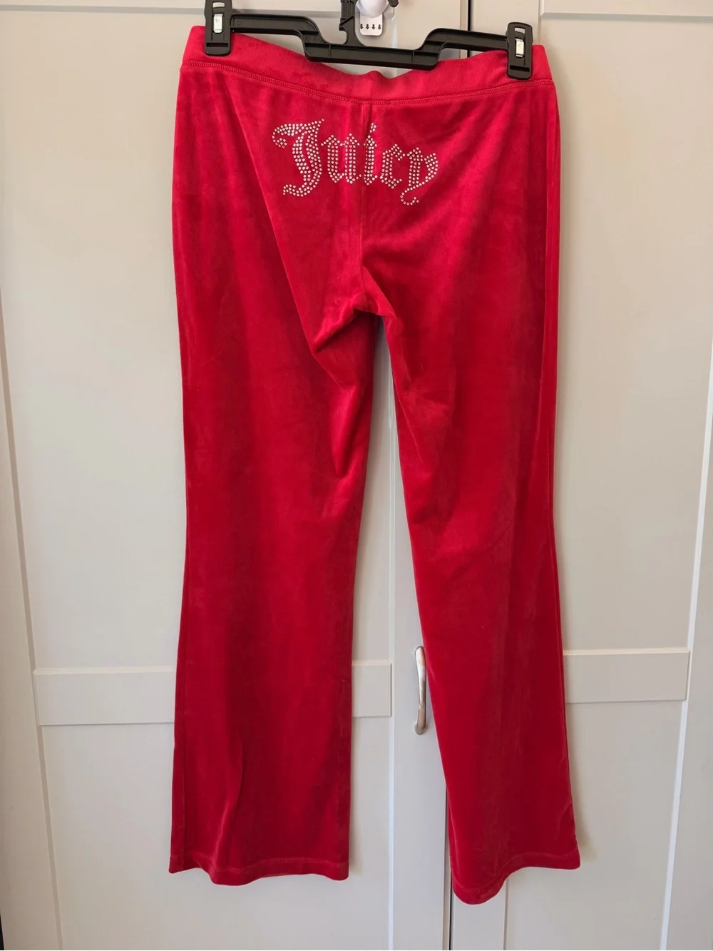 Y2K Juicy Couture Red Velour Track Suit Set - Size Medium Iconic Rhinestone Logo